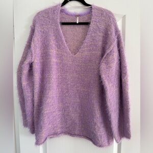Free People Sparrow Lavender Latte V-Neck Sweater Sz S